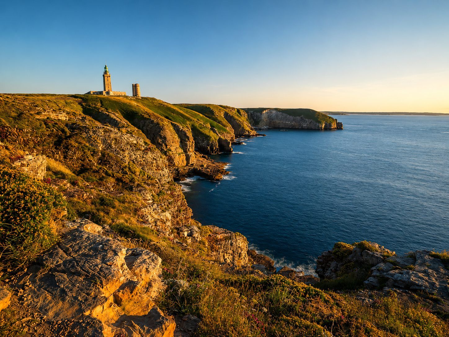 Paysage de Bretagne   côte, granit et embruns marins